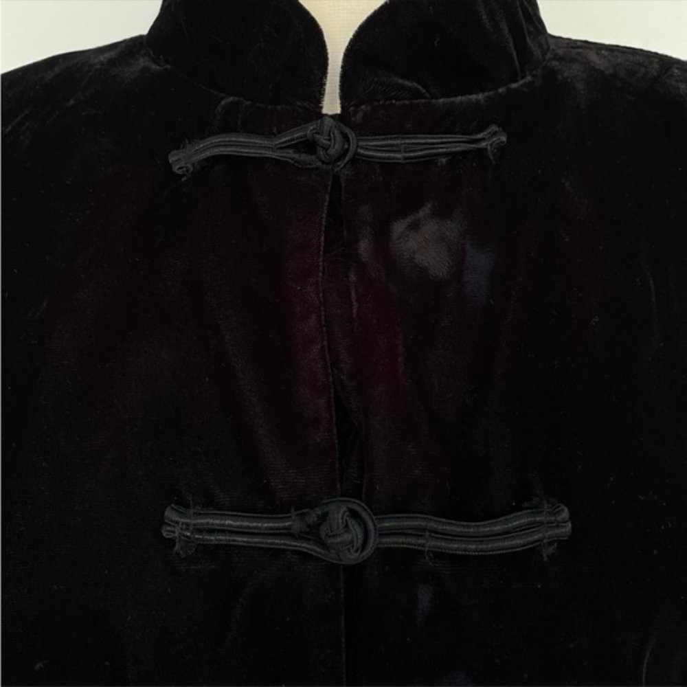 Vintage Black Velvet Asian Inspired Jacket XL 18/20 - Picture 4 of 8